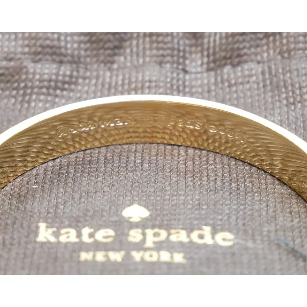 Kate Spade New York Enamel Pink Gold Bangle Ace of Spades Bracelet with Dust Bag - Picture 2 of 3